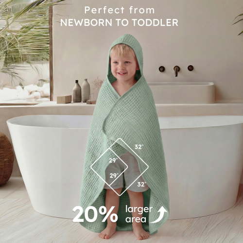 YOOFOSS Hooded Baby Towels for Newborn, 3 Pack 100% Muslin Organic Cotton Baby Bath Towel with Hood for Babies, Infant, Toddler and Kids, 32"x32", Newborn Essential