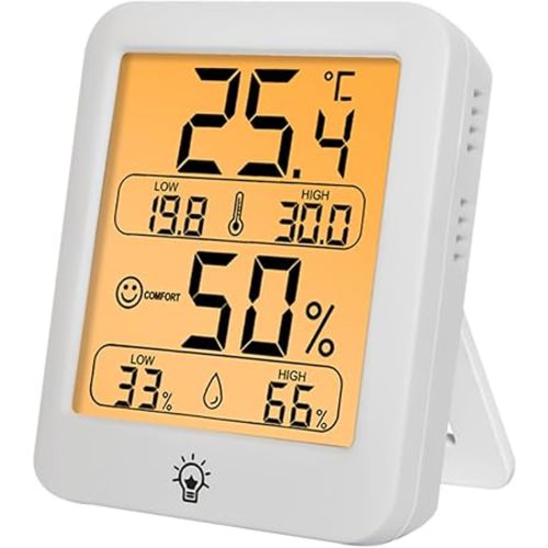 Digital Thermometer Hygrometer for Home,Indoor Room Thermometer & Humidity Sensor with Comfort Indicator,Touch Backlight,Magnetic Design,Max/Min Records,Room Temperature Monitor for Baby Room
