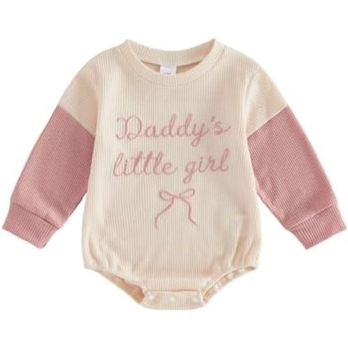 Baby Girl Christian Clothes God is Good Flower Embroidery Bubble Romper Waffle Long Sleeve Bodysuit Fall Outfits