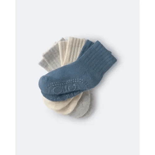 Toddler 3-Pack No-Slip Ankle Socks - Blue/Grey/Cream - Otter Avenue | Carter's