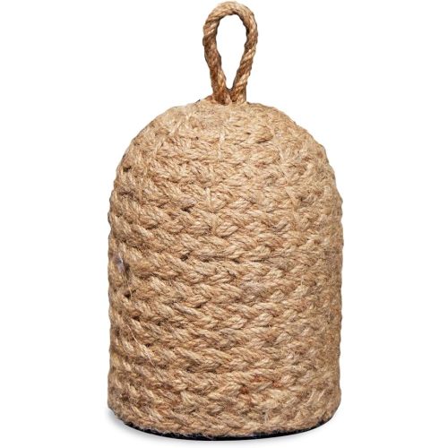 Natural Wicker Door Stopper with Handle, Decorative Door Stop, Heavy Indoor Doorstop, Rustic Farmhouse Blocker Jammer 5.1''D x 7.5''H (Jute)