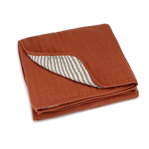 Parker Baby Muslin Blanket | 100% Soft Cotton Toddler Quilt & Baby Muslin Swaddle | Gender Neutral Design 47" x 47" Blanket