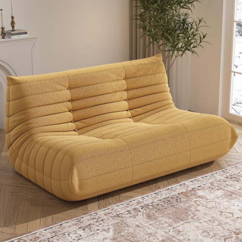 WHGBJA Lazy Floor Togo Sofa Lounger High-Density Sponges Filling and Comfy for Adults Loveseat Oversize Bean Bag Chair, Yellow
