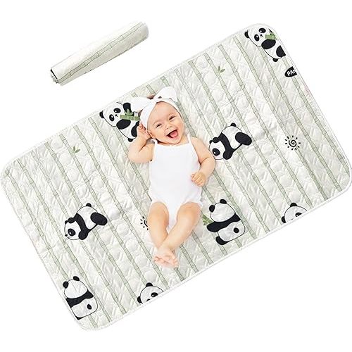 80x120cm Extra Large Waterproof Changing Pad - Washable Reusable Diaper Mat for Infants & Toddlers, Non-Slip Portable Bed Pad for Nighttime & Travel (Black, 80 * 120CM)