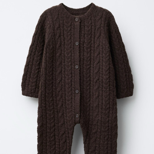 Brown Knit Jumpsuit: 3-6 Months