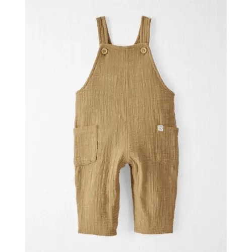 Baby Organic Cotton Textured Gauze Overalls in Light Maple - Little Planet | Carter's