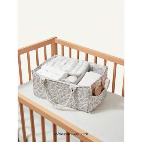 Cozy Pixies 1pc Portable Multifunctional Mummy Bag, Can Be Used As Baby Room Organizer, Diaper & Tissue Holder, Floral Storage Basket Love Valentine