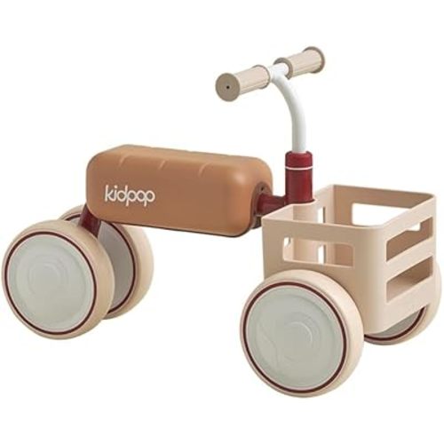 kidpop Toast Baby Walker Convertible Push Rider with Detachable Seat Anti-Tip Tri-Frame & Food-Grade Basket Balance Bike for 10-36 Months