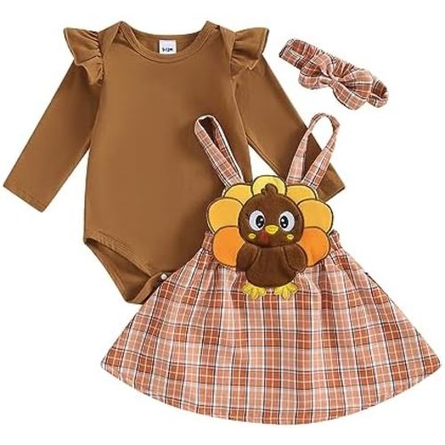 Newborn Baby Girl Christmas Outfit Long Sleeve Romper Onesie Deer Suspender Skirt Cute Fall Winter Clothes