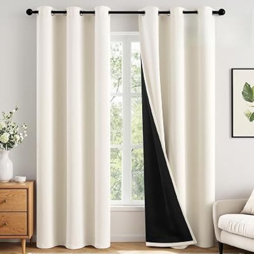 MIULEE Cream 100% Blackout Curtains for Bedroom 40x72 Inch Length
