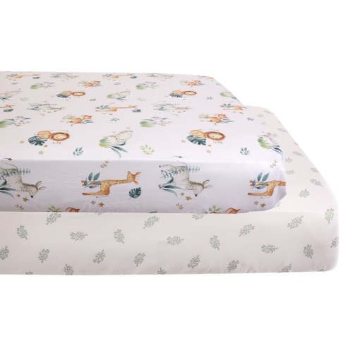 2-Pack Fitted Crib Sheets, Jungle