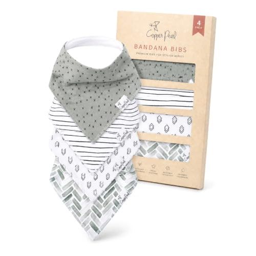 Copper Pearl Baby Bibs 4 Pack & 6 Pack, Bandana Drool Bibs for Baby Girl & Boy, Soft Cotton Bibs for Drooling and Teething