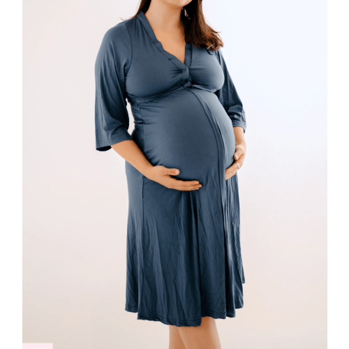 Lila Labor & Postpartum Gown in Midnight Blue