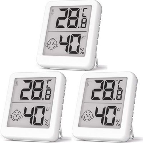 Digital Hygrometer Indoor Thermometer 3 Pack with High Accuracy Sensor Comfort Indicator for Home Bedroom Baby Room and Greenhouse, White