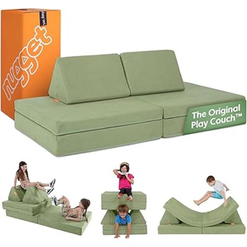 Nugget - The Original Play Couch for Kids - Modular Foam Children's Sofa for Playroom, Imagination, & Creative Open Ended Play - Washable & Convertible Playroom Furniture, Bamboo
