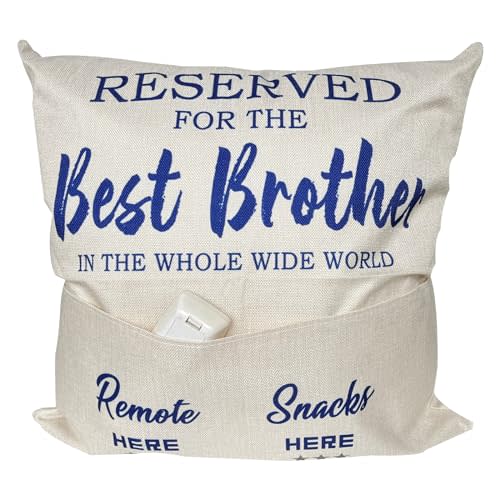 Brother Gifts from Sisters, One-Pocket Brother Throw Pillow Covers 18x18 Inch, Great Brother Gifts for Birthday Christmas Anniversary Fathers Day Thanksgiving
