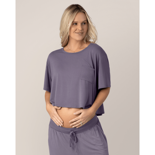 Aria Bamboo Casual Cropped Short Sleeve Top | Deep Burgundy - Kindred Bravely