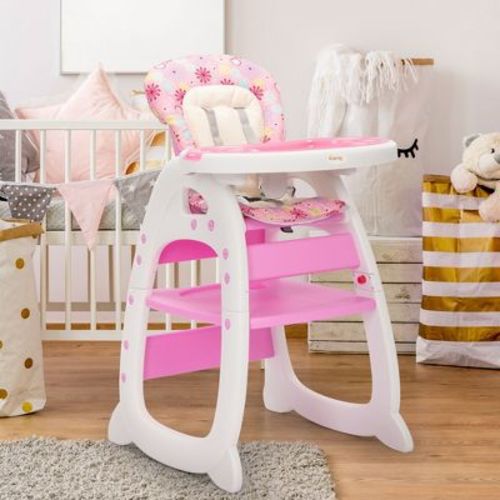 Sandinrayli 3-in-1 Convertible Toddler High Chair with Feeding Tray, Baby Booster Seat and Kids Table Set, Green