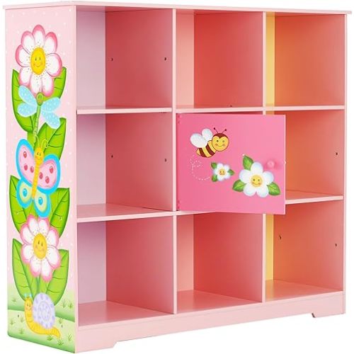 Fantasy Fields Kids Painted Magic Garden Adjustable Cube Bookshelf, Pink