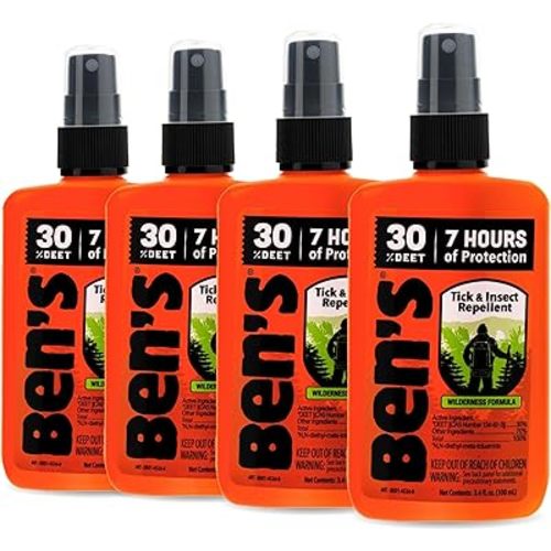 Ben's Tick & Insect Repellent - Travel Size Bug Spray with 30% DEET for Mosquitoes, Ticks & More - Up to 7 Hours of Protection - Fragrance-Free - 3.4 Fl Oz (4 Pack)