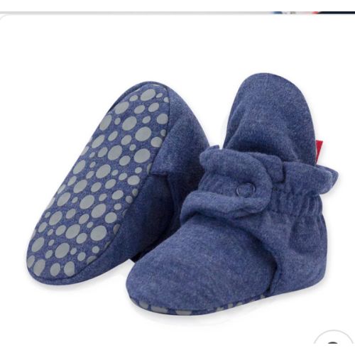 Organic Cotton Gripper Baby Booties - Heather Navy – Zutano