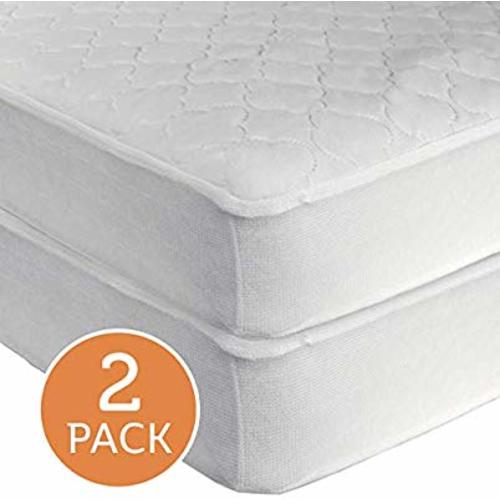 Sealy Waterproof Fitted Toddler and Baby Crib Mattress Pad Cover 2-Pack - 100% Waterproof, Deep Fitted Stretch Skirt, Machine Washable & Dryer Friendly 52”x28”, 2 Protector Pads, White