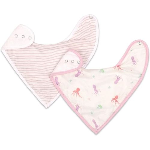 Bamboo Little Baby Bibs (Pack of 2) - Bibs with Adjustable Snaps- Absorbent Terry Backing