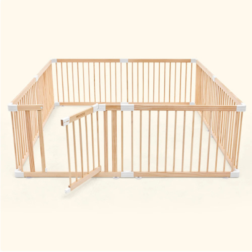 HARPPA Wooden Baby Gate Playpen | Non-Toxic Foldable DIY Adjustable Play Yard for Infants & Toddlers – Natural Finish Baby Fence for Small & Large Spaces