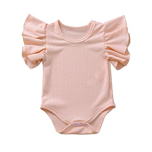 iddolaka Newborn Infant Baby Girl Solid Ruffle Romper Bodysuit Jumpsuit Casual Clothes One Piece Outfit