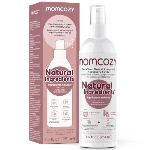 Momcozy Electric Breast Pump Cleaning Spray, Milk Fat Removal, 8.5 Fl Oz | Purely Clean, Natural Grapefruit Scent, Spray for Pump or Accessories, and other Baby Products, Not a Lubricant