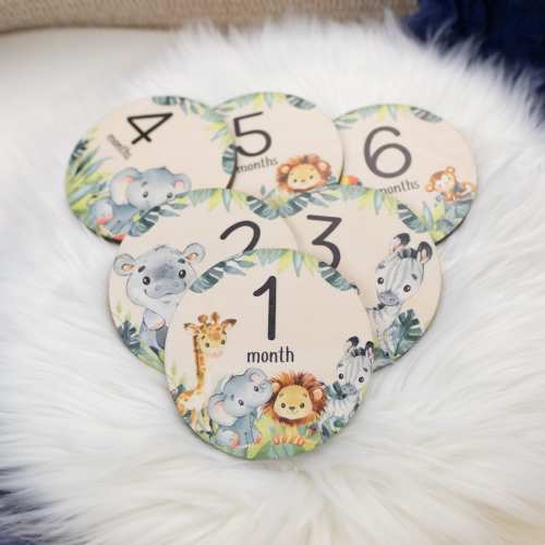Safari Milestone Cards, Baby Milestone Safari Discs Marker, Wood Milestone Card, Baby Milestones, Photo Prop, Safari Jungle Nursery Theme S3