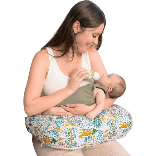 Boppy Nursing Pillow - Ergonomic Bottle & Breastfeeding Pillow with High, Firm, Large Area, Water-Repellent Cushion with Washable Cover; Baby Safety Alliance Verified - Colorful Forest Animals