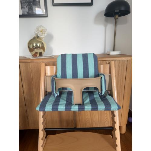 Waterproof Wipeable Cushion set for Stokke Tripp Trapp highchair| St tropez blue on blue
