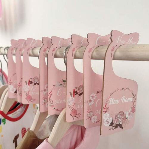 8PCS/SET Baby Closet Size Dividers For Girls Wardrobe Double-Sided Wooden Hanger Separators Baby Clothing Organizers Pink Bowknot Baby Closet Tag Boards For Clothes Baby Girls Shower Gift Princess Room Decorations Love Valentine | SHEIN USA