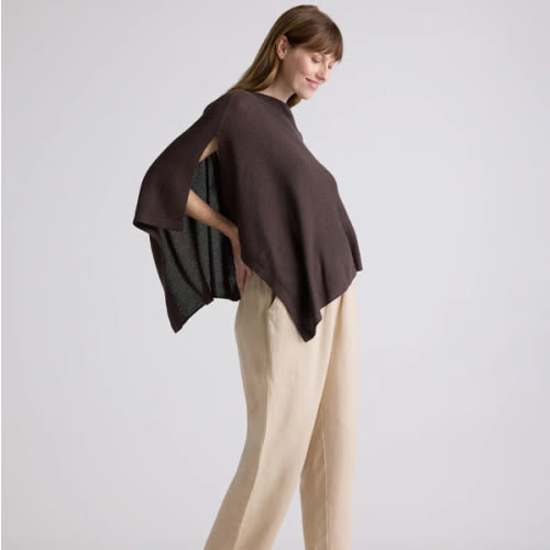 Lightweight Cotton Cashmere Nursing Shawl in Mocha Heather