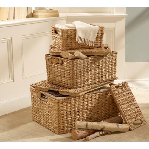 Savannah Handwoven Seagrass Lidded Baskets