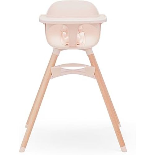 Lalo The Chair Convertible 3-in-1 High Chair for Babies & Toddlers, Dishwasher Safe Tray, Adjustable Footrest, Grapefruit