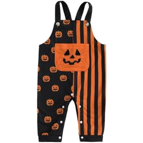 Christmas Halloween Baby Girl Boy Girl Outfit Bubble Orange Red Jumpsuit Rompers Corduroy One Piece Strap Overalls