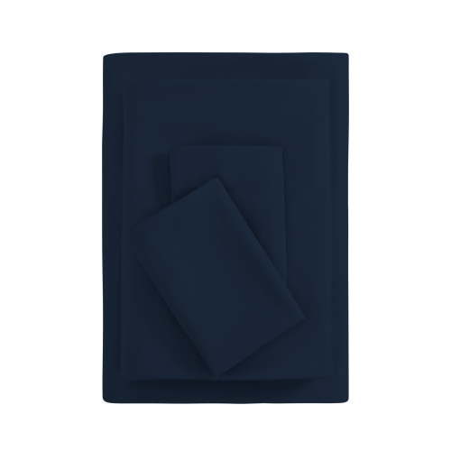 Mainstays Basic Value Microfiber Bed Sheet Set, Navy Blue, Queen, 4 Piece