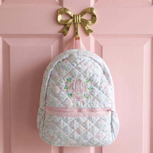 Pastel Floral & Bows Quilted Backpack