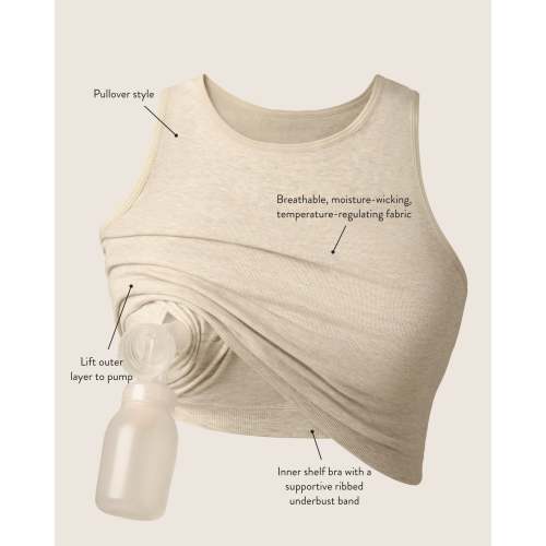 Sublime® Bamboo Hands-Free Pumping Longline Bra Top | Oatmeal Heather - Kindred Bravely