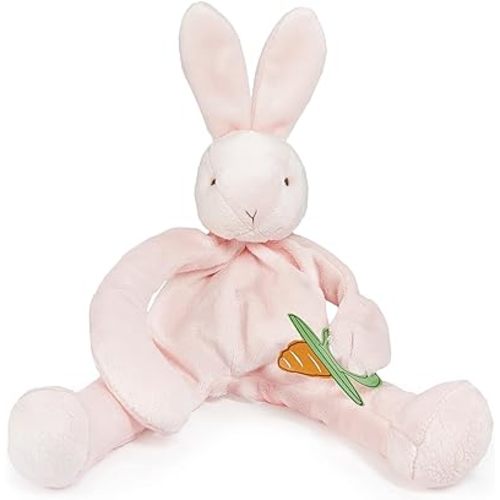 Bunnies By The Bay "Blossom" Bunny Silly Buddy - Animal Pacifier Holder Plush Toy with Velcro Loop Attachment - 10" (25cm) Size