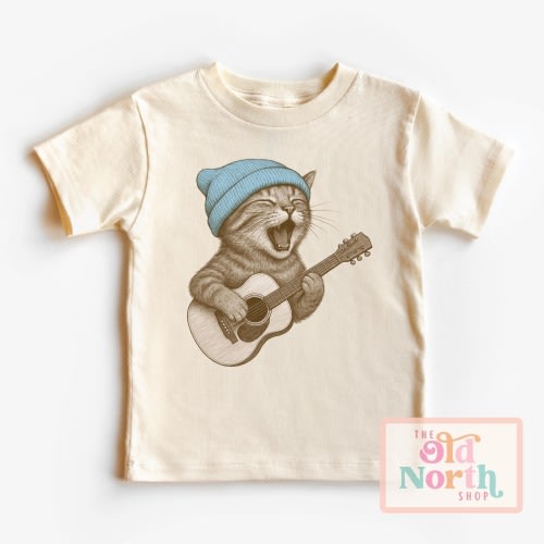 Cute Cat Kitten Playing Guitar Shirt, Musician Shirt, Kids Funny Cat Shirt, Kitten Shirt, Homeschool Kids Shirt, Funny Guitar Shirt, Music