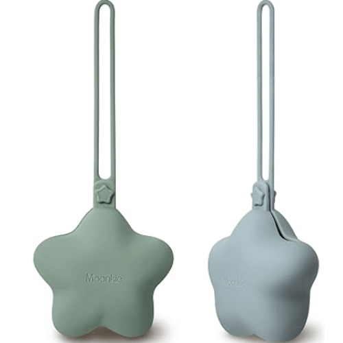 Moonkie Silicone Pacifier Holder Case, Cute Portable Pacifier Storage Case, 2 Pack