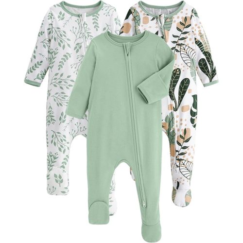 Yoofoss Baby Pajamas 100% Organic Cotton Baby Sleepers for Newborn 0-3 3-6 6-9 Months Boys Girl Clothes 3pcs Footed PJs
