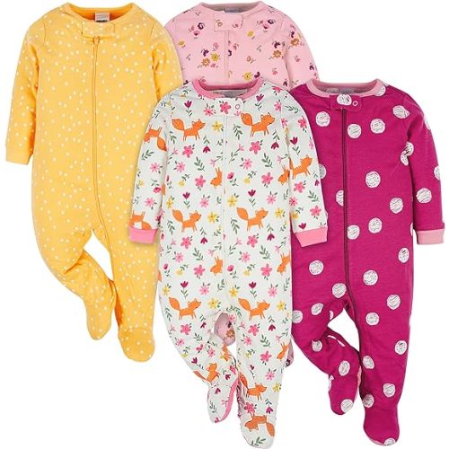Onesies Brand Baby Girls' 4-pack Sleep 'N Play Footies Multi Pack