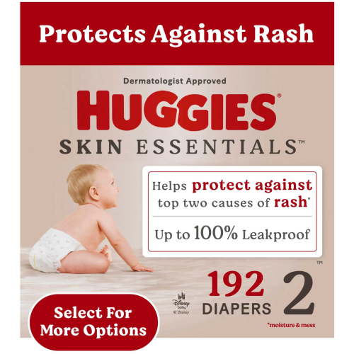 Huggies Skin Essentials Baby Diapers, Size 2 (12-18 lbs), 192 Count (Select for More Options)