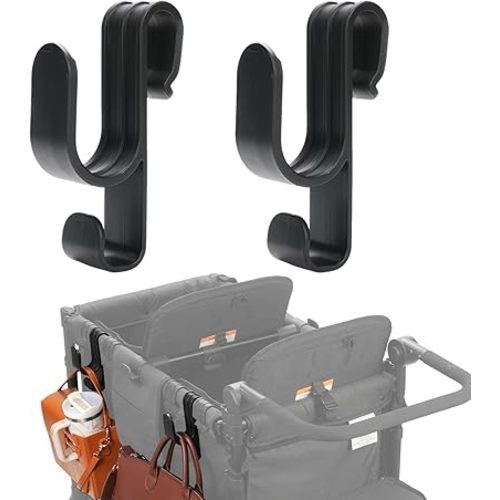 Stroller Hooks for Wonderfold Wagon W2 & W4, Double-Layer Multipurpose Side Hook for Balance Bikes & Bags, Space-Saving Wonderfold Wagon Accessories, 88lbs Load Capacity (2PCS)