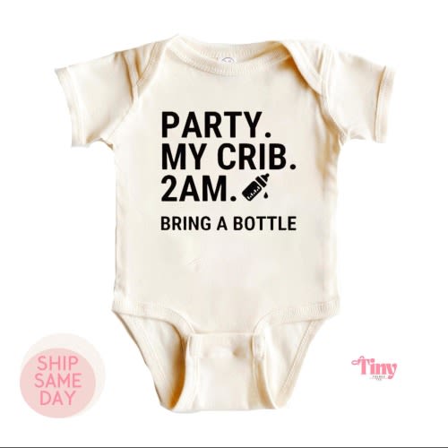 Party At My Crib Baby Bodysuit: Funny Baby Clothes