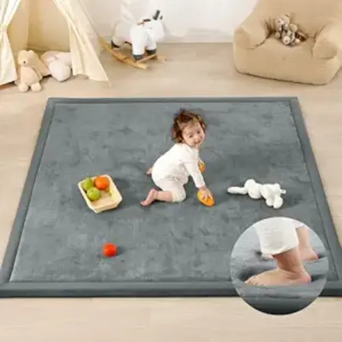 1.3" Thick Baby Play Mat for Floor, 50x50 Padded Playpen Mat,Dark Grey | Ultra Soft Playmat for Baby,Tummy Time Foam Mats,Cushioned for Infant,Kids and Toddler Crawling,Easy Care